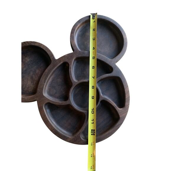 Disney Mickey Mouse Head Shaped Cheese Charcuterie Snack Tray Dark Wood - Picture 4 of 5